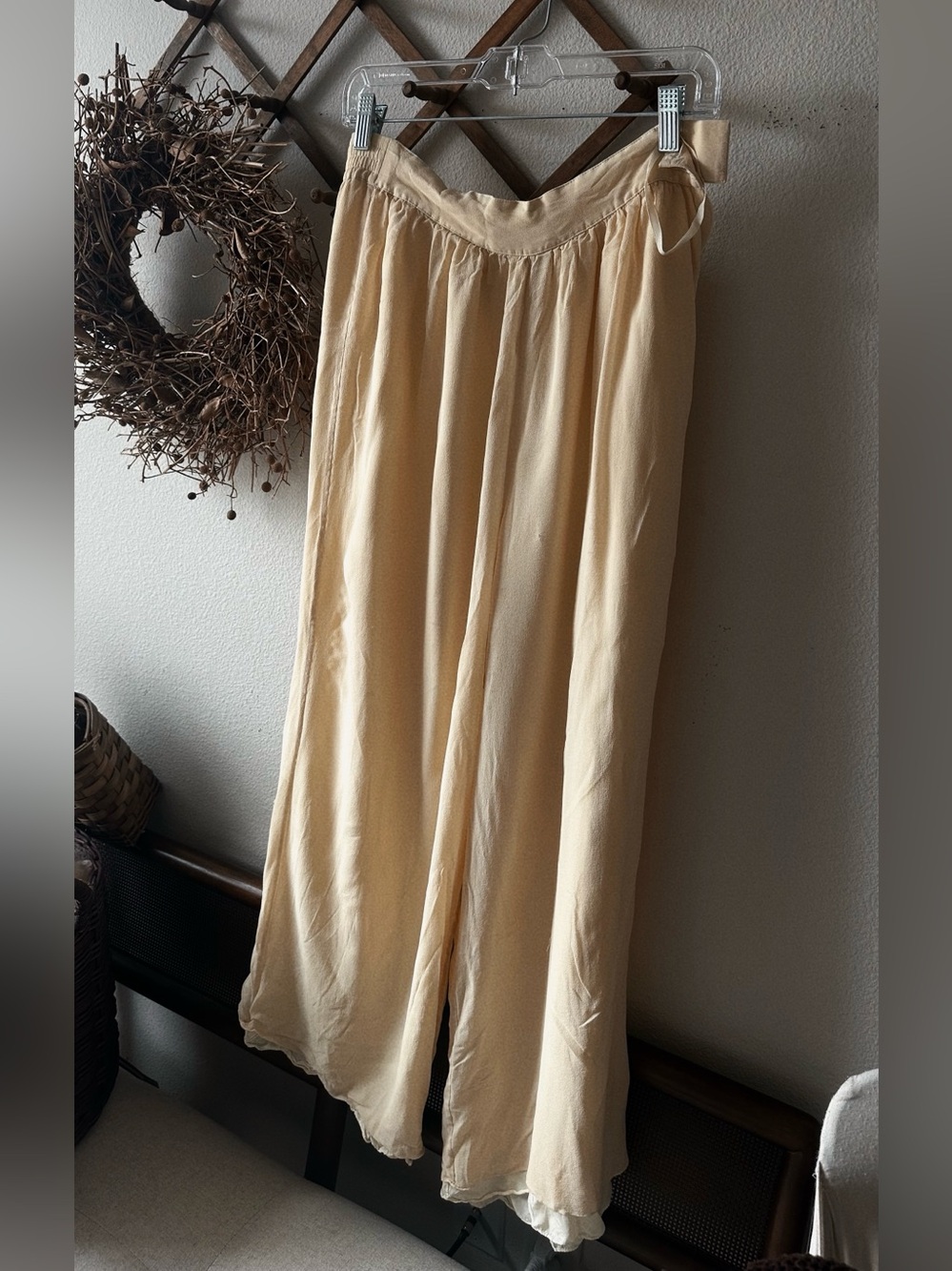 100% silk Women's Yellow Flowing Maxi Skirt